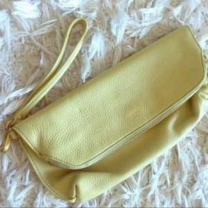 Fossil Yellow Leather Foldover 2-pocket Wristlet